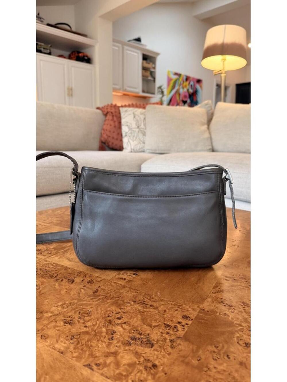 Coach Grey Leather Shoulder Bag with Tag